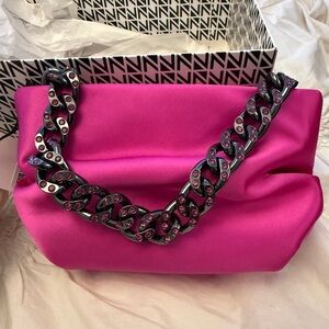 Vibrant Pink Chain Strap Shoulder Bag